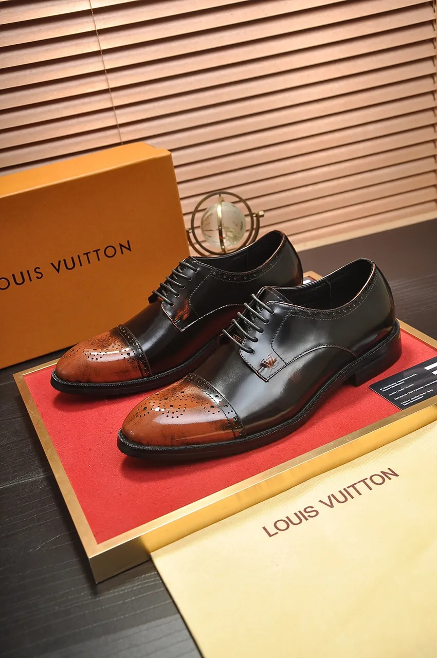 Men's shoes💰460💶【LOUIS VUITTON】(sheepskin lining) new cowhide LV formal shoes🎩🎩❗️🆘made one to one at the counter🎩original quality, imported cowhide upper➕full sheepskin lining➕original rubber outsole, {high quality visible}👣Size: 38-45 (45 custom-made)